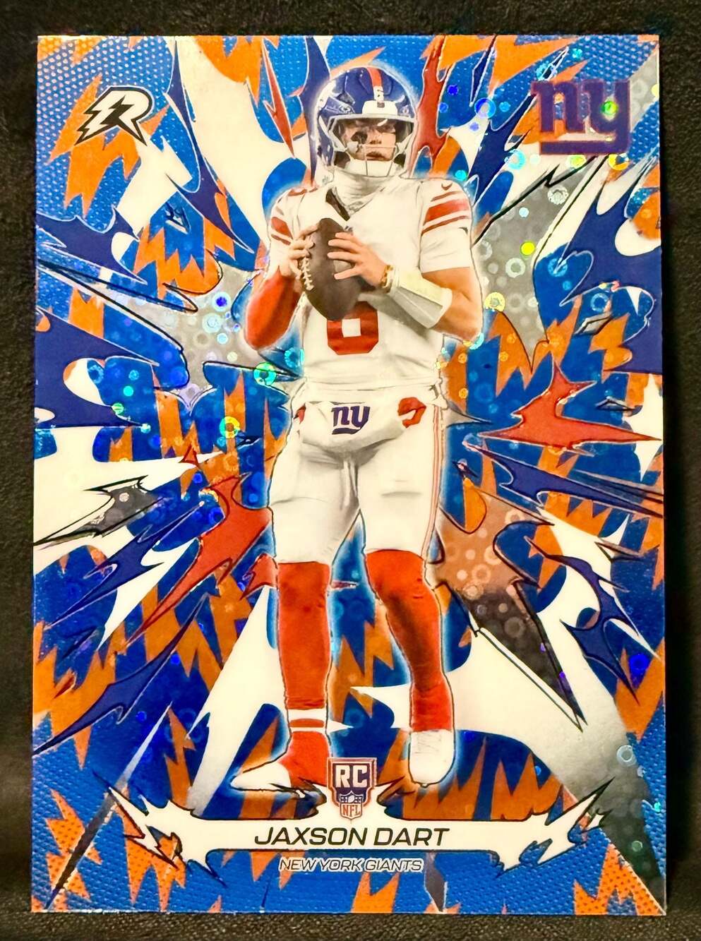 Jaxson Dart 2025 Topps Resurgence New York Giants Rookie Card Blue Orange Spark